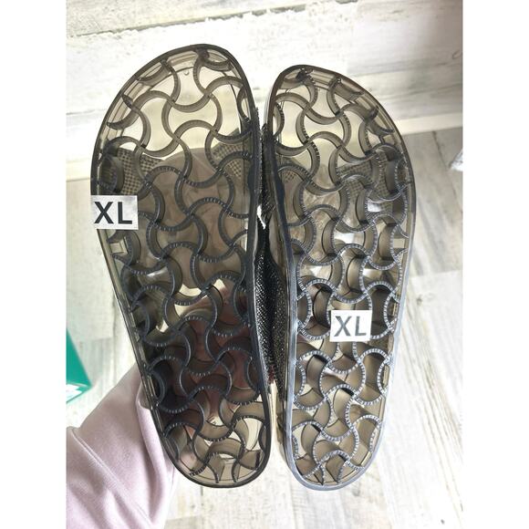 Lauren Lorraine Womens 10 Black Silver Jeweled Jelly Slides Slip On Sandals NEW - Picture 6 of 7